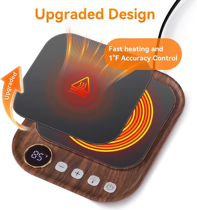 Sourdough Starter Warmer Mat, Sourdough Heating Mat for Jars up to 40 oz with Temp Memory Function & Precise 1°F Thermostat Control, Sourdough Warming Mat for Home Baking (Wood Grain, Regular)