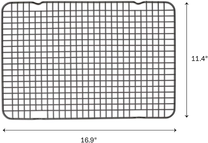 Great Jones Big Chill Wire Cooling Rack (Pepper) – 16.9" × 11.4" Heavy-Weight Aluminized Steel,Nonstick Baking Rack – Oven Safe 450 °F, Bacon & Cookie Cooling Rack – Fits Half Sheet Pans