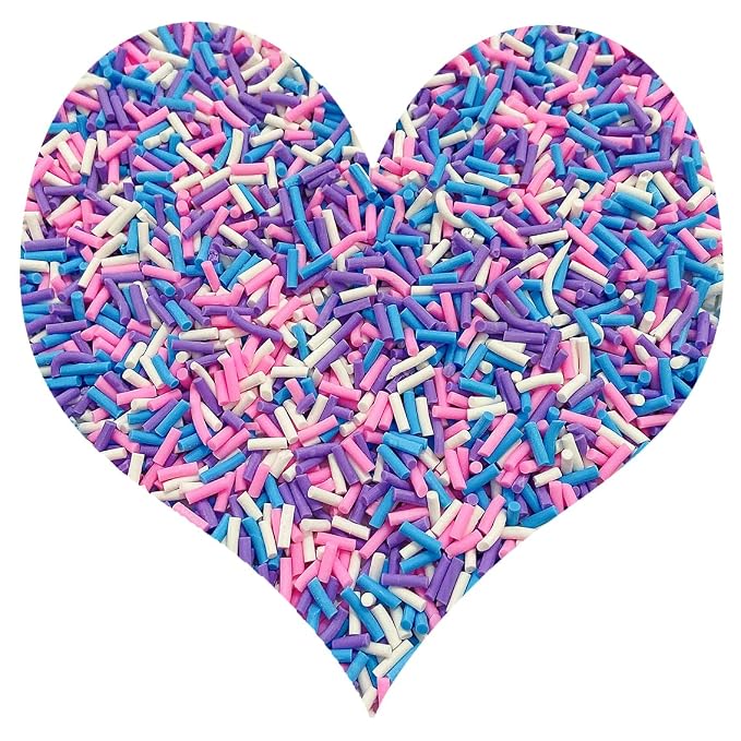 EHOPE 50g Fake Sprinkles Non-edible Polymer Clay Sprinkles Resin Sprinkles Fake Candy Sprinkles Faux Sprinkles for DIY Crafts Nail Art Cake Phone Case(Long-Purple Sugar granules-16A)