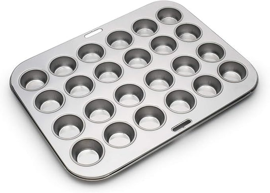 Fox Run Mini Muffin and Cupcake Pan, 24 Mini Cups, Stainless Steel Baking Pan, 10.5 x 13.75 x 1.5 inches