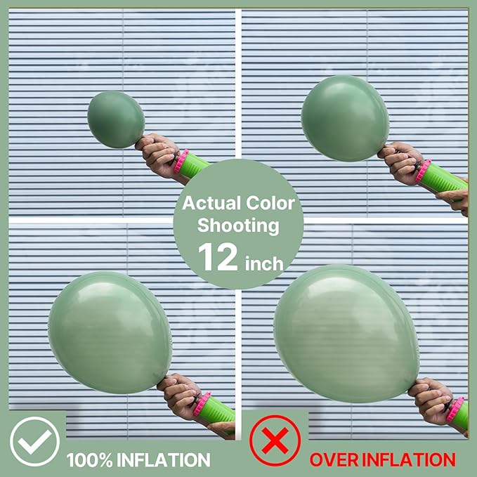 PartyWoo Dusty Green Balloons 100 pcs Different Sizes of 18 12 10 5 Inch Matte Sage Olive Boho Green Eucalyptus Latex Balloon Arch Kit Garland for Wedding Baby Shower Party Decorations Green-F03
