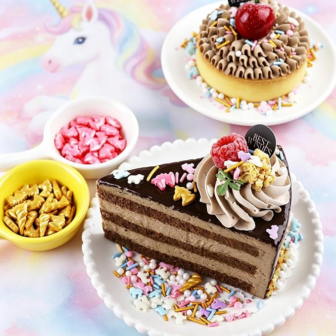 Unicorn Sprinkles for Cake Decorating – Edible Gold Unicorn Horn, Pastel Confetti & Jimmies Sprinkles Mix for Cupcakes, Ice Cream & Birthday Dessert Toppers