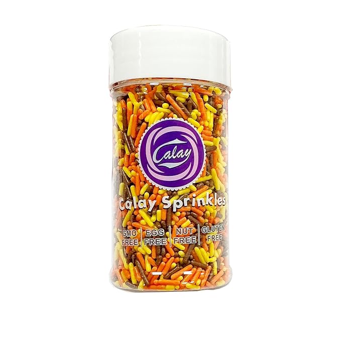 Homipooty Yellow Orange and Brown Soft Jimmies Sprinkles Edible Thanksgiving Autumn Fall Sprinkles Candy Jimmies Sprinkles for Cake Decorating 78g/2.75oz Cookie Cupcake Topper Ice Cream