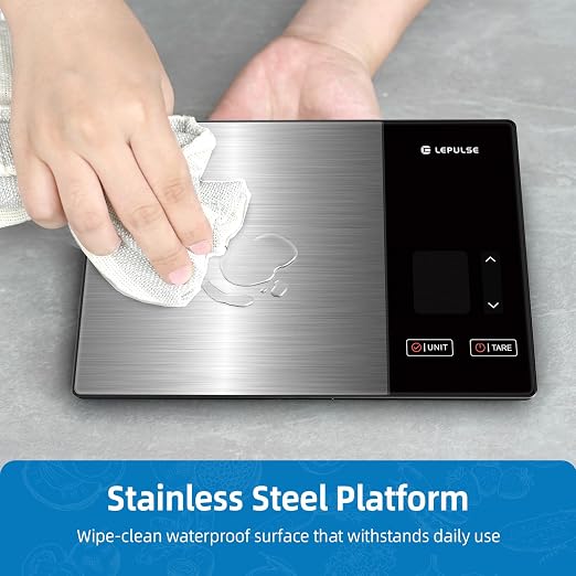 Smart Food Scale with Nutritional Calculator, Lepulse Digital Kitchen Scale, Free App with 24 Nutrients Tracking, Calorie, Fat, Carbs & Protein, Premium Stainless Steel, TFT Display, 11lb