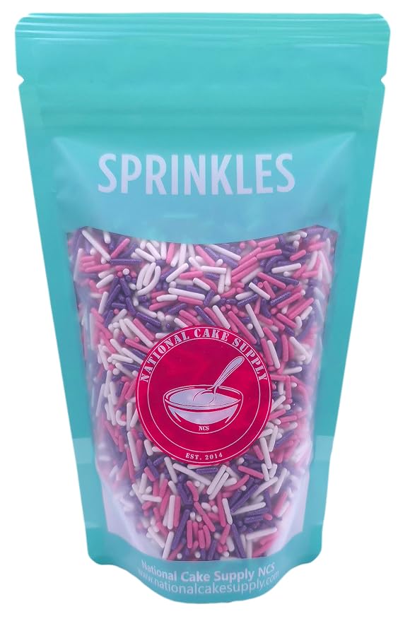 NCS Pink, White & Pearlized Purple Jimmies Edible Sprinkles – Cupcake, Cake & Cookie Decorations, 7 oz