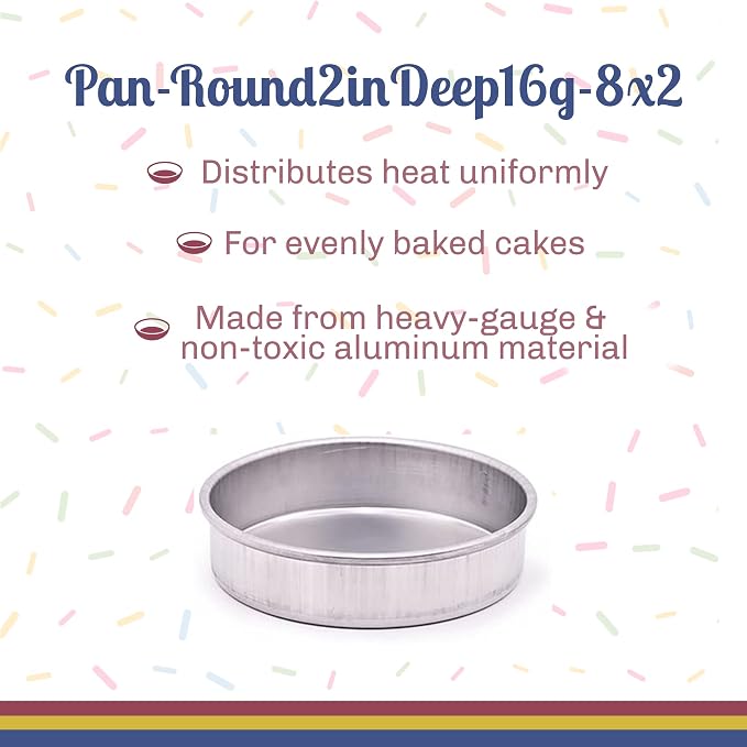 8 x 2 Round Cake Pan, Silver Aluminum