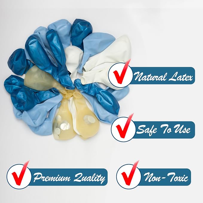 Blue Balloon Garland Arch Kit, 109 Pcs Macaron Blue Confetti & Metallic White Silver Balloons for Baby Shower Boy's Birthday Party Wedding Graduation Decoration Supplies