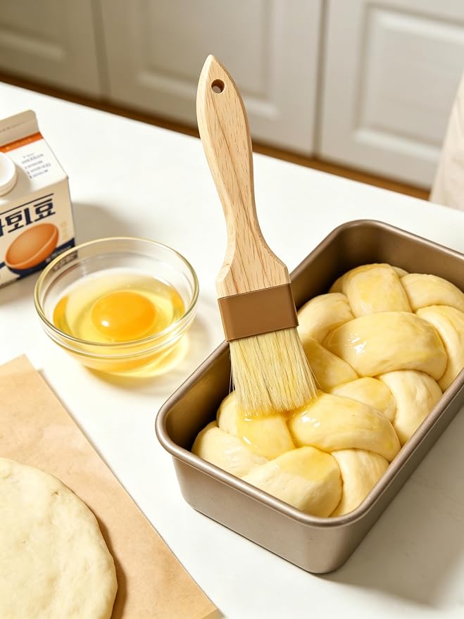 Natural Boar Bristle Pastry & Basting Brush - Non-Shedding, Food-Grade & Heat-Resistant Kitchen Tool for Cooking, Baking, Butter, Egg Wash, Oil, Sauce, Marinade & Cleaning Coffee Grinders - 1.5 Inch