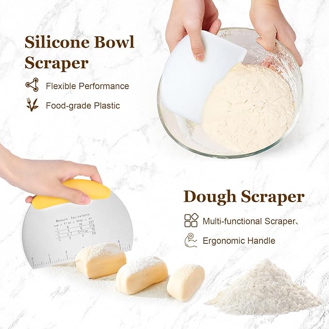 SHANNA Sourdough Starter Kit, Banneton Bread Proofing Basket, Sourdough Bread Baking Supplies, Sourdough Tools, Bread Making Tools, Round & Oval Proofing Basket, 15PCS