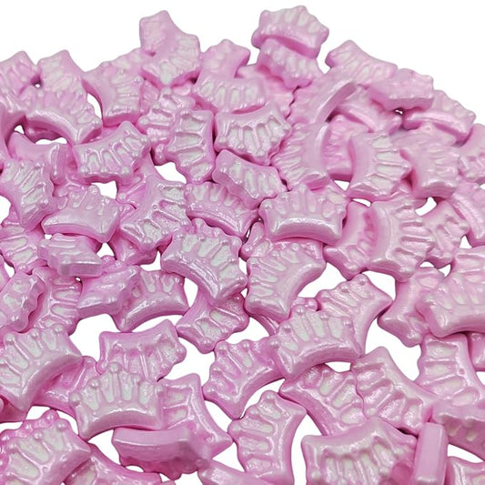 Pink Crown Sprinkles Edible Princess Crown Cake Decorations Cupcake Toppers Baking Cookie Decorating Ice Cream Toppings Celebration Birthday Wedding Decoration