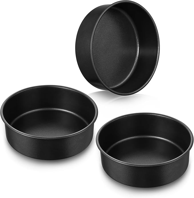 E-far 9 Inch Round Cake Pan Set of 3, Nonstick Stainless Steel Baking Pans Tin, Bakeware for Layer Cakes, Stainless Steel Core & Non-toxic Coating, Straight Side & 2 Inch Deep