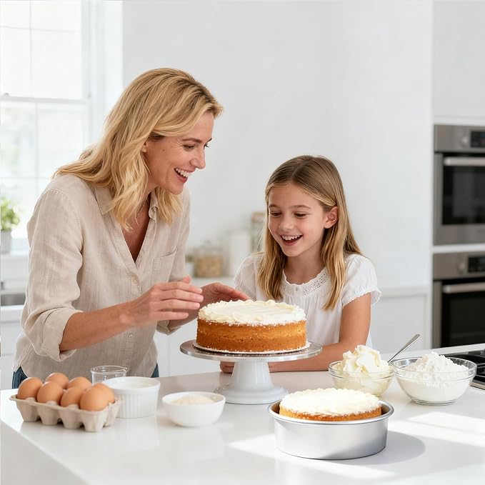 Beasea Round Cake Pans, 2 Pack 10 Inch Aluminum Alloy Large Cheesecake Pan with Removable Bottom, Layer Cake Tin Mold for Baking Oven