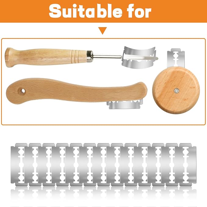 Bread Lame Blades Refill 40 PCS Breads Scoring Blade Stainless Steel Dough Scorer Tool Professional French Dough Bread Lame Razors Knife for Sourdough Baker Baking Homemade Bread Pattern Design