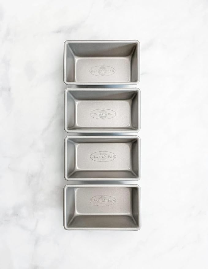 USA Pan Bakeware Nonstick Mini Loaf Pan, Set of 4, Aluminized Steel (Pack of 6)