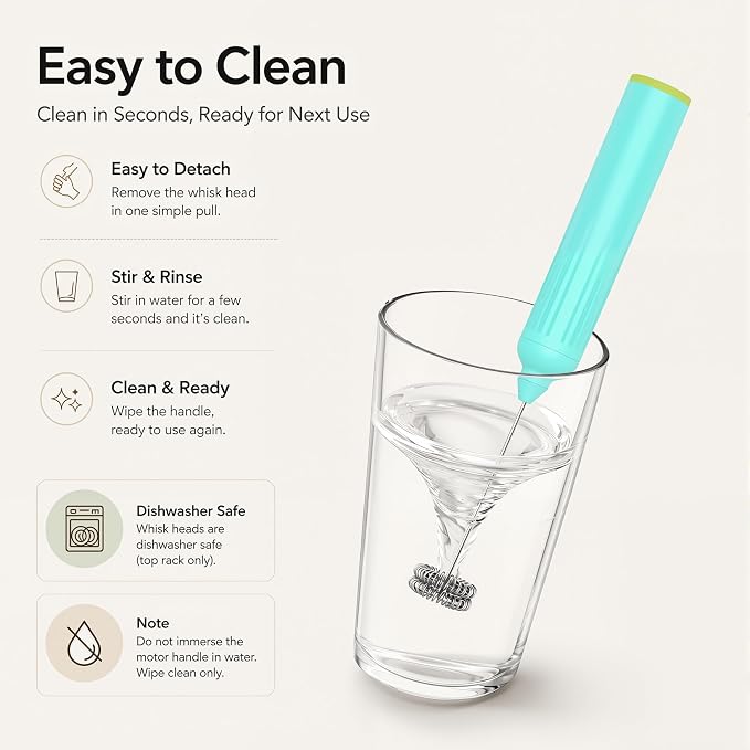 Milk Frother Handheld with 3 Stainless Steel Whisks, Rechargeable Electric Drink Mixer with Stand & Travel Case, Milk Foamer for Coffee, Latte, Cappuccino, Hot Chocolate, Egg,Jam Supplement-Mint