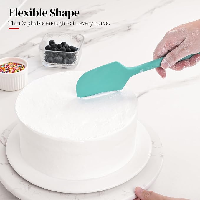600ºF Heat Resistant Large Silicone Spatula for Baking, Aqua Sky | 11.34in High Heat Food Safe Flexible Kitchen Silicone Scraper for Cooking Mixing Scraping Stirring Nonstick Cookware Pan Bowl