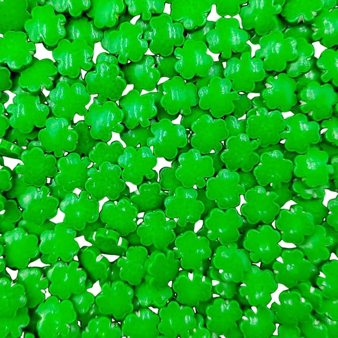 St. Patricks Day Sprinkles, Green Shamrock Sprinkles for Baking, Edible Clover Cupcake Toppers Candy Shaped for Cake Decorating, Cookies, Ice Cream Toppings, 3.53oz
