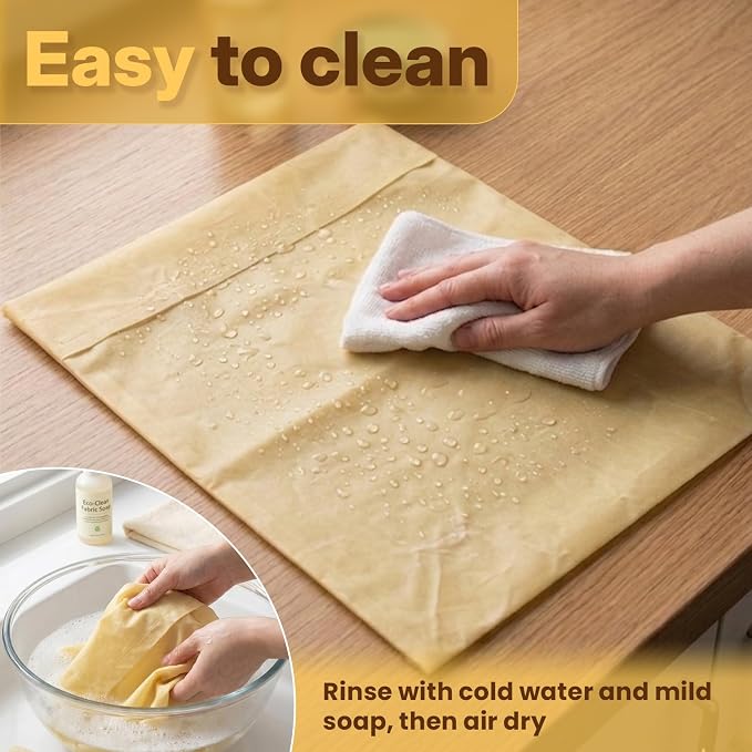 2 Pack Reusable Beeswax Bread Bags for Sourdough,Natural Linen Beeswax Bread Bag for Homemade Bread,Eco-Frendly Food Storage Cloth Bag to Keep Loaf Fresh.(Yellow)