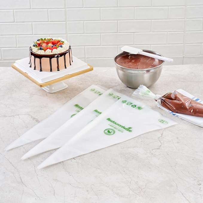 Restaurantware Pastry Tek 21 x 10.2 Inch Piping Bags 100 Disposable Pastry Bags - Sturdy No Slip Clear Plastic Baking Bags To Decorate Cakes For Parties Or Bakeries
