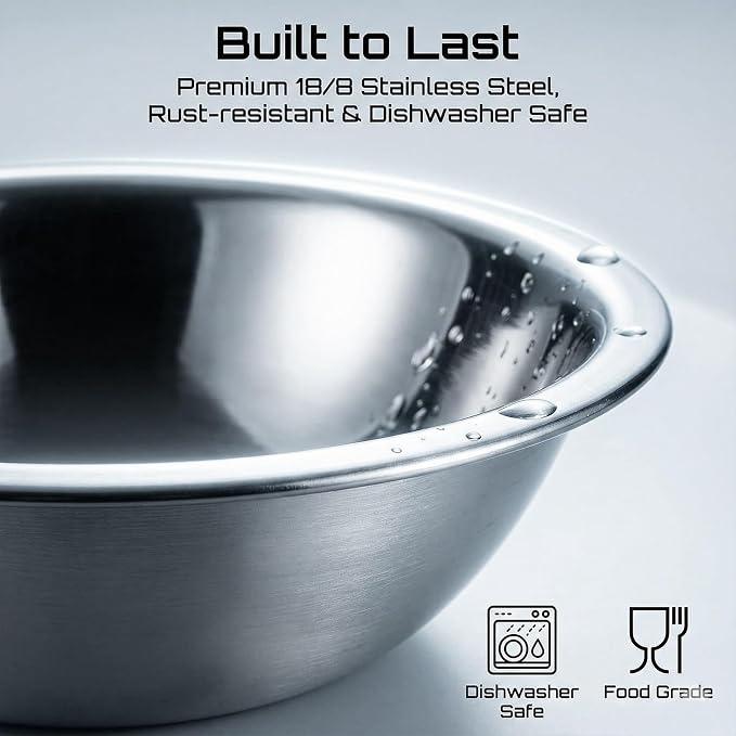 10 PCS Small Stainless Steel Bowls, 3/4 Quart Prep Bowls with Flat Base, 6 1/2 Inch Wide Metal Bowl for Kitchen Prep Cooking Baking Serving Mixing Cereal