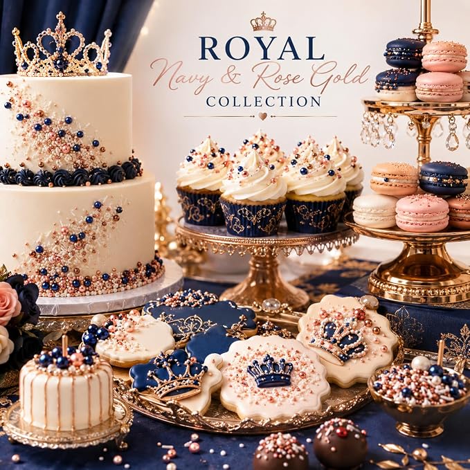 Confect Love Disco Balls Confectionery Sprinkles, Blue Yellow Gold White Mix, Decorative Candy Pearls | Vegan, Gluten-Free, Soy-Free, Dairy-Free, Palm Oil-Free – 4.2 Oz