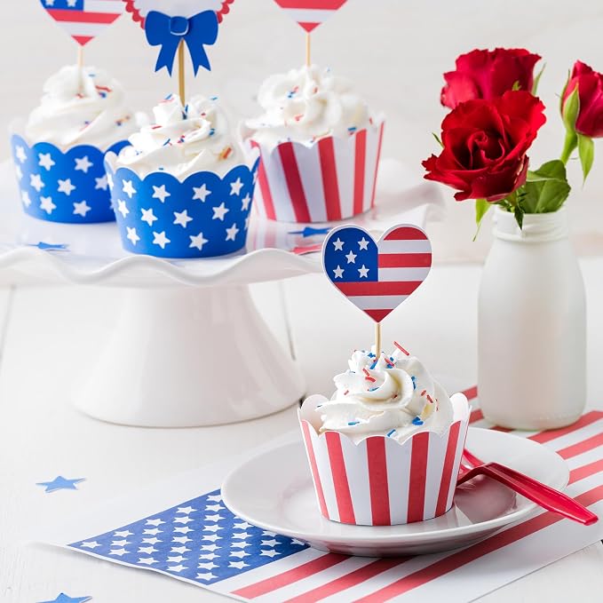 Twisweet Edible Patriotic Sprinkles for Cake Decorating, 4th of July Red White Blue Sprinkles Mix Baking Candy, Cupcake Topper Cookies Ice Cream Cake Decorations, Independence Day Birthday Festival Supplies (130g/4.58oz)