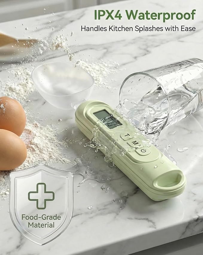 2026 Upgraded 2-In-1 Digital Measuring Spoon 【High-Precision 0.01oz/0.1g · Tested 10000+】 Baking Scale 【7-Unit】 Digital Kitchen Scale for Baking, Gram Scale for Weight Loss, Large & Small Scoop,Beige