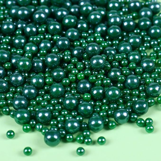 Dark Green Sprinkles for Cake Decorations 3.52 ounce Edible Pearl Sugar Sprinkles for Cupcake Toppers Wedding Party Valentines Halloween Christmas Supplies