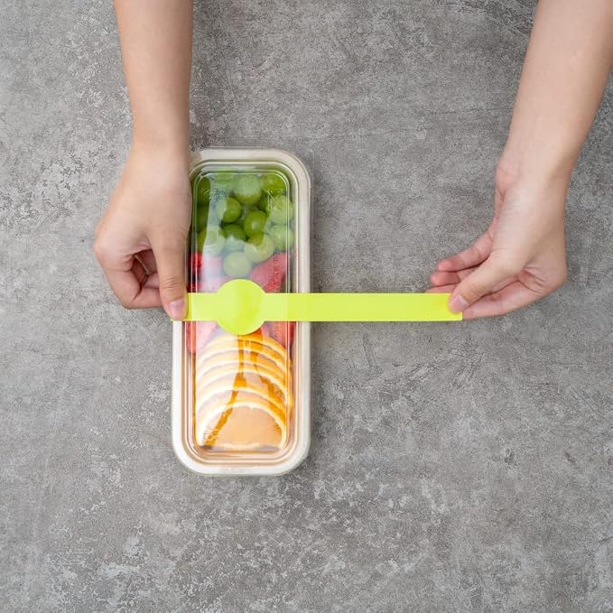 Restaurantware RW Base 12 x 1.5 Inch Packaging Bands 100 Self-Adhering Belly Bands - Disposable Strong Green Paper Label Stickers For Packaging Supplies Keeps Take Out Containers Sealed
