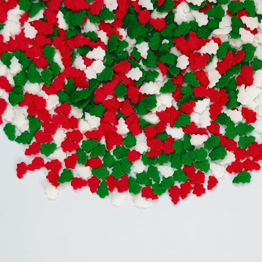 Christmas Tree Sprinkles - 4.6oz - Red, Green & White Confetti for Dessert Decorating - Holiday Baking Toppings for Gingerbread, Cupcakes, Cookies, Cake Pops, Ice Creams