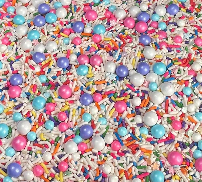 UNICORN BLEND COSMIC CRUNCH - Gluten-free,Egg Free,Nuts Free,Kosher,Sprinkle Medley Mix,For Baking,Decorating,Cookies,Cupcakes,Cakes,Topping,Jimmies,Large,Bulk Candy,Sugar Shapes
