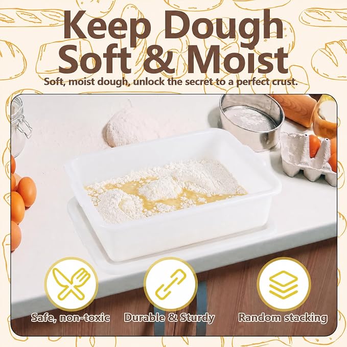 3 Pack Pizza Dough Proofing Box, Pizza Dough Container with Lids, BPA Free Food Storage Containers, Bread Proofing Box, White | Food Storage Containers with 13L Capacity, Bread Proofing Box, White