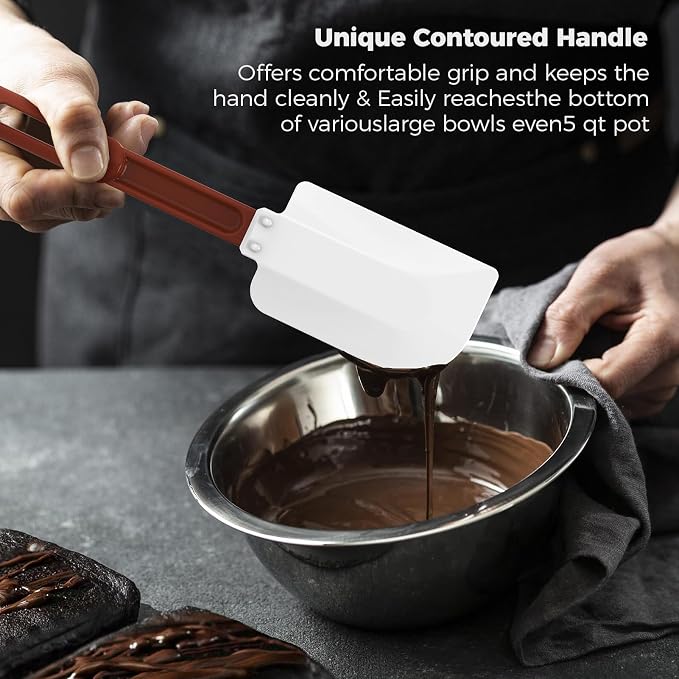 High Heat Resistant Silicone Spatulas, 13-1/2" Commercial Spatula 500°F Heat-Resistant Heavy Duty Spatula Non-Stick Scraper, Ideal for Baking/Cooking/Mixing, Commercial Dishwasher Safe