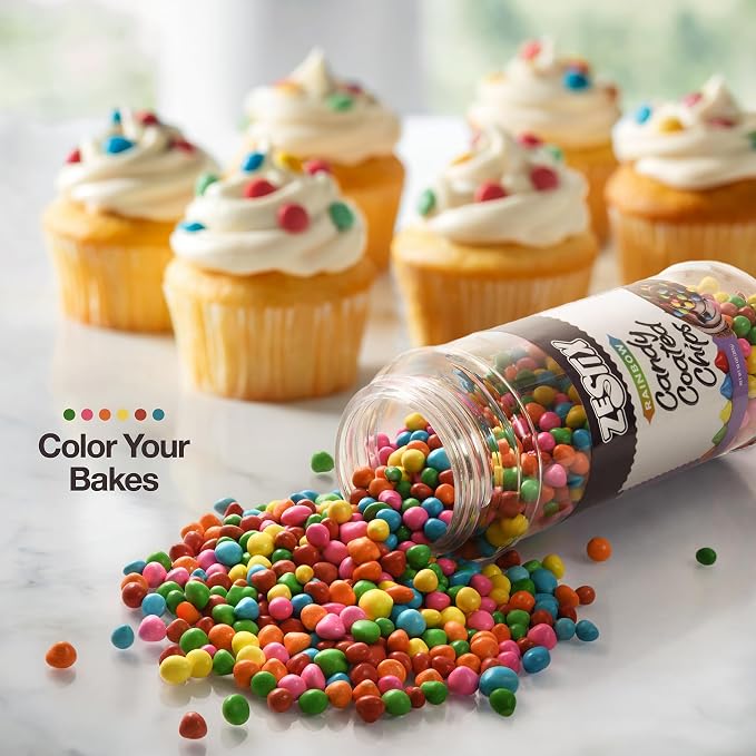 Rainbow Candy Coated Chips – 10oz (283g) Resealable Bottle – Colorful Candy-Shell Chocolate Chips for Baking, Decorating, Cookies, Cupcakes, Toppings & Party Treats