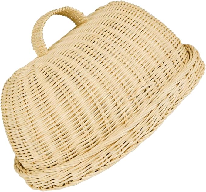 Rattan Khaki Woven Protective Basket Kitchen Dustproof Flyproof Fruit Bread Storage Organizer