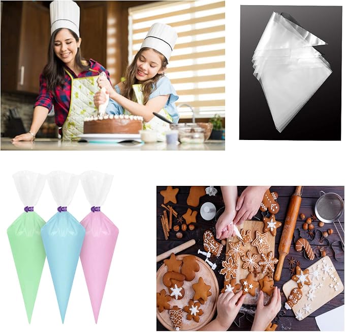Piping Pastry Bag Pack of 200 Plastic Disposable Cream Pastry Bag Cake Icing Sugarcraft Cupcake Piping Decorating Tool For Baking Supplies (Medium 12'' 200pcs)