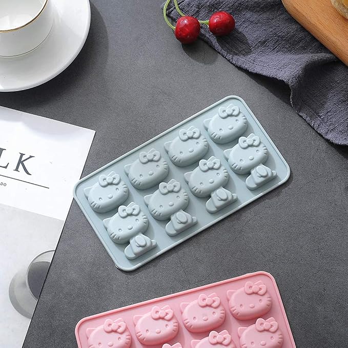 INKU Hello Kitty Silicone Molds 2Packs Fondant hello kitty mold Cake Mold,Ice Mold,Chocolate tray for Sugarcraft, Birthday Cake Decoration