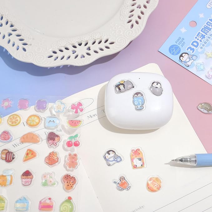 Girl's 3D Cute Japanese Puff Sticker, 100+ Kawaii Dessert and Animal Mini Puffy Stickers, for DIY Scrapbooks Planner Journals Laptops Phone Case Decoration Gifts Rewards, Sweet Bubbles