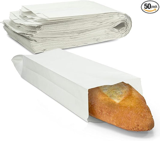 MT Products White Paper Bread Bags for Homemade Bread - 5.25" x 3.25" x 18" (Pack of 50) - Made in USA