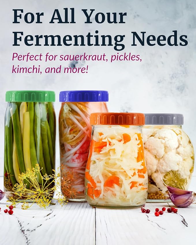 Elementi Fermentation Weight Set of 6 - Fermenting & Canning Weights for Wide Mouth Mason Jars - Highly Durable Soda-Lime Glass - Perfect for Home Pickling, Sauerkraut, Kimchi & More