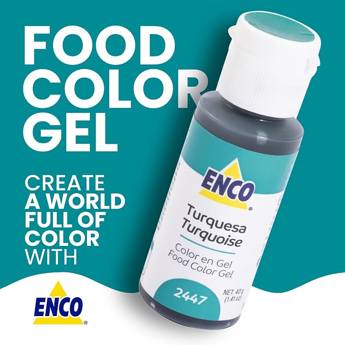 ENCO Food Coloring Gel Turquoise 1.41 oz (40g) Concentrated, Vegan