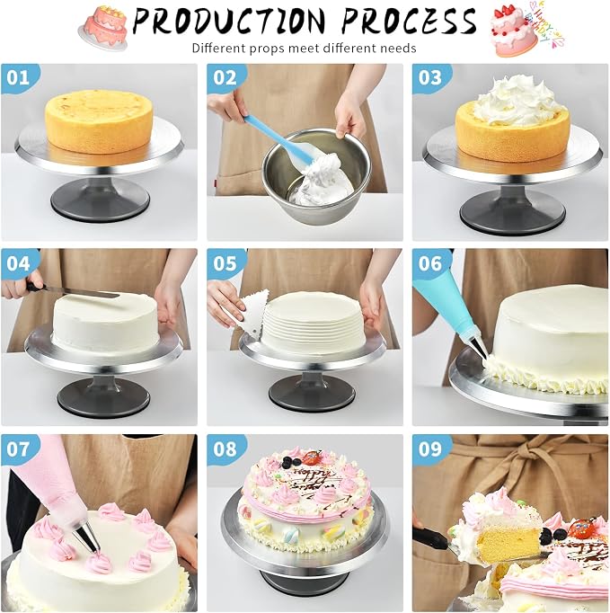 300 PCS Cake Decorating Kit, Cake Decoration Supplies, Baking Accessories Tools Set, Cake Turntable Stand Frosting Piping Bags Icing Tips Nozzles Spatulas Smoothers Cookie Cutters Cupcake Muffin Cups