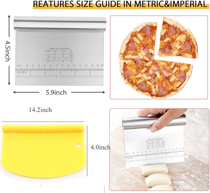 Adjustable Rolling Pin 19 Set and Silicone Baking Pastry Mat Set,Thickness Rings,Dough Roller & Steel Cutter& 6 Cookie Molds & Cake Molds for Baking Dough Stainless Steel Dough Roller, Pizza, Pie