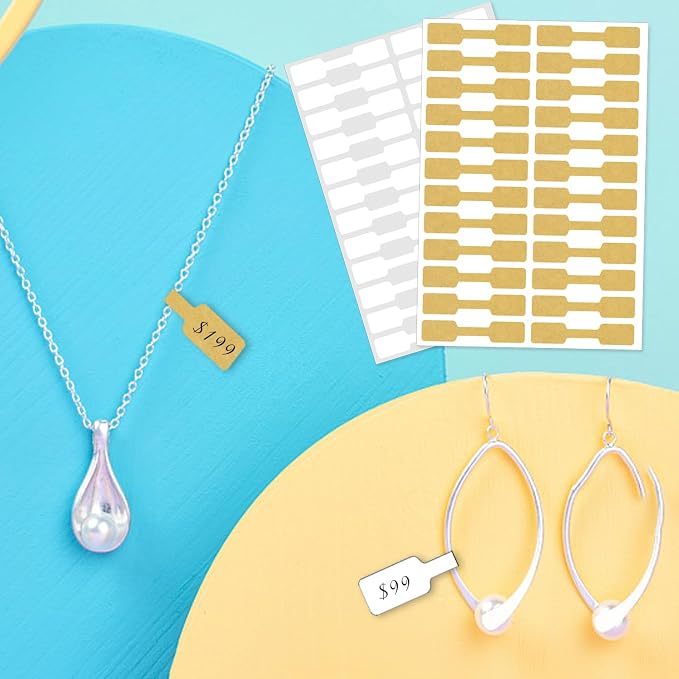 Kraft Jewelry Price Labels,Any Pen Will not be Smeared,No Glue in the Middle Folding Part,Suitable for Jewelry handicrafts,etc.(600 PCS,1 Bag)