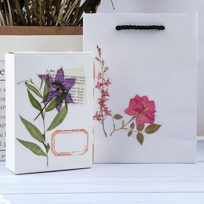 160pcs Pre-Cut Scrapbooks Natural Stickers, Floral and Plant Sticker for DIY Craft, Planners, Journal, Notebook, Laptop, Cell Phone, Calendars, Wedding Scrapbooking, PET Material, Colorful