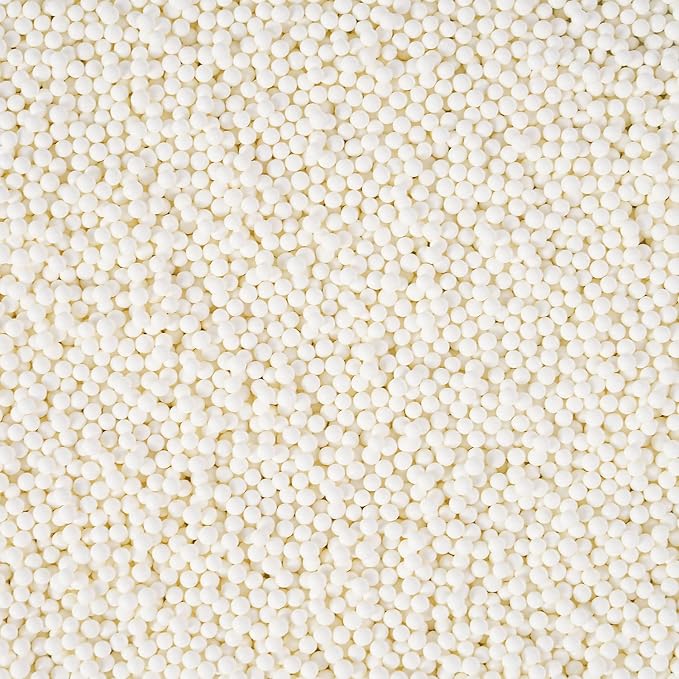 White Nonpareils Sprinkles, Edible 2mm Pearl, White Sprinkles for Cake Decorating, Cake Pops, Cupcakes, Cookies, Macaron, and Ice Cream(120g/4.23oz)