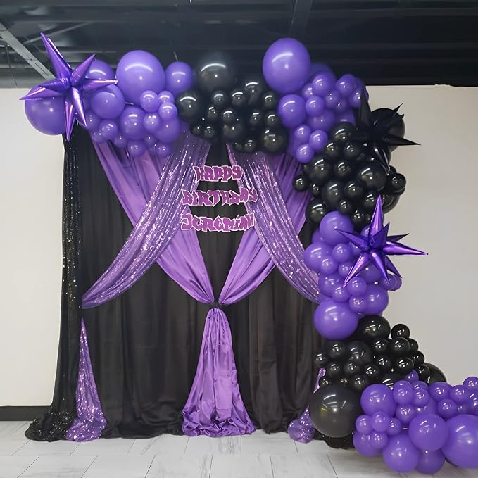 Voircoloria 130pcs Purple Balloons Different Sizes 18" 12" 10" 5" Party Latex Balloons for Birthday Baby Shower Halloween Wedding Valentine's Day Party Bachelorette Decorations