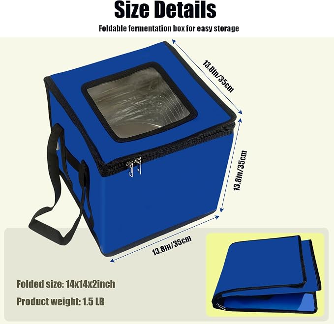 Proofing Box for Sourdough Bread, 74L Foldable Dough Proofer with 4-Sided Heating, Adjustable Temperature Control (33-122°F), 96-Hour Timer, Bread Rising Box for Pizza Dough, Yogurt & Fermentation