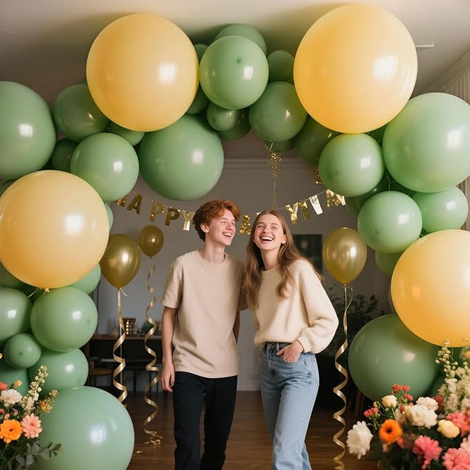 KAWKALSH Sage Green Balloon Arch Kit 111Pcs 18 12 5 Inch Latex Party Balloons Garland for Birthday Baby Shower Wedding Engagement Anniversary Christmas Party Decorations