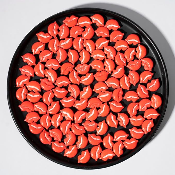 NIPEOR Red Lips Edible Pearl Sprinkles, 4.6oz/130g Cake Decorating,Cupcake Cake Candy Sprinkles for Ice Cream Topper(Red Lips)